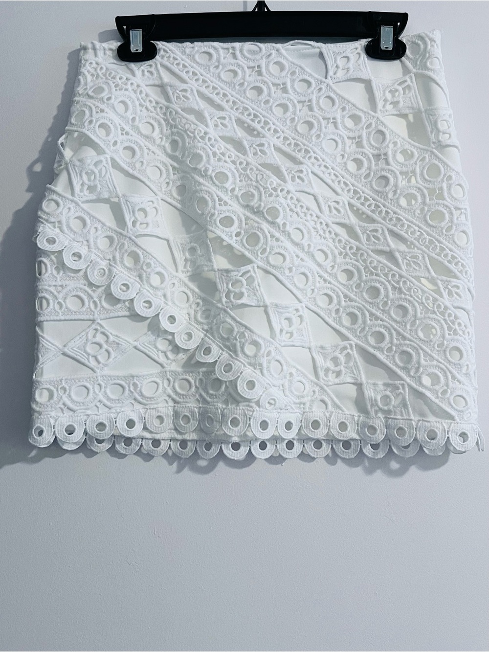 Aqua White Lace Eyelet Mini Skirt